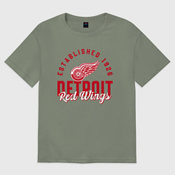 Футболка оверсайз женская Detroit Red Wings Детройт Ред Вингз, цвет: авокадо
