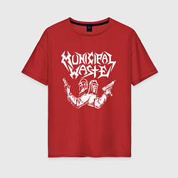 Женская футболка оверсайз Municipal Waste - два чувака с оружием