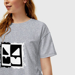 Футболка оверсайз женская GEOMETRY DASH BLACK WHITE, цвет: меланж — фото 2