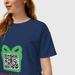 Футболка оверсайз женская QR Christmas, цвет: тёмно-синий — фото 2