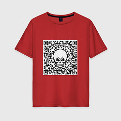 Женская футболка оверсайз QR Skull