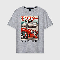 Женская футболка оверсайз Nissan Skyline Ниссан Скайлайн