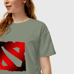 Футболка оверсайз женская ЧЁРНО КРАСНОЕ ЛОГО ДОТА 2 DOTA 2 LOGO, цвет: авокадо — фото 2