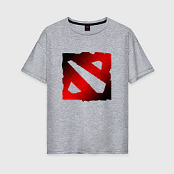 Женская футболка оверсайз ЧЁРНО КРАСНОЕ ЛОГО ДОТА 2 DOTA 2 LOGO