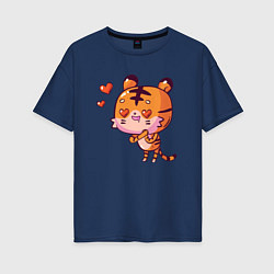 Женская футболка оверсайз Влюбленный тигренок LOVE