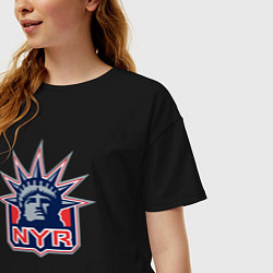 Футболка оверсайз женская Нью Йорк Рейнджерс New York Rangers, цвет: черный — фото 2