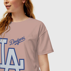 Футболка оверсайз женская Los Angeles Dodgers - baseball team, цвет: пыльно-розовый — фото 2