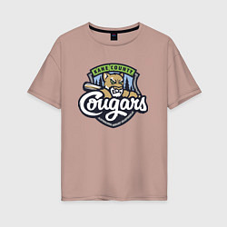 Футболка оверсайз женская Kane County Cougars - baseball team, цвет: пыльно-розовый