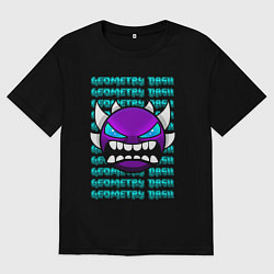 Женская футболка оверсайз GEOMETRY DASH ФИОЛЕТОВЫЙ ДЕМОН ГЕОМЕТРИЯ