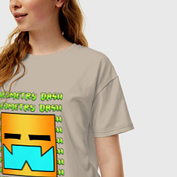 Футболка оверсайз женская GEOMETRY DASH КЛАССИКА УРОВЕНЬ, цвет: миндальный — фото 2
