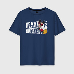 Футболка оверсайз женская Mickey heart Breaker, цвет: тёмно-синий