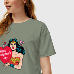 Футболка оверсайз женская Wonder Woman Valentine, цвет: авокадо — фото 2