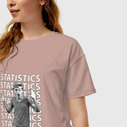 Футболка оверсайз женская Lil Timmy Tim Statistics, цвет: пыльно-розовый — фото 2
