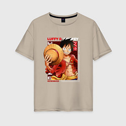 Женская футболка оверсайз Ван-Пис One Piece, Луффи Мугивара