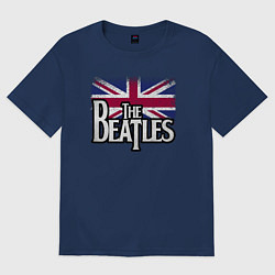 Футболка оверсайз женская The Beatles Great Britain Битлз, цвет: тёмно-синий