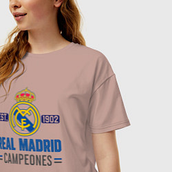 Футболка оверсайз женская Real Madrid Реал Мадрид, цвет: пыльно-розовый — фото 2