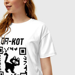 Футболка оверсайз женская QR кот КОТИК, цвет: белый — фото 2