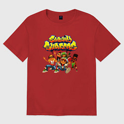 Футболка оверсайз женская Subway Surfers персонажи, цвет: красный