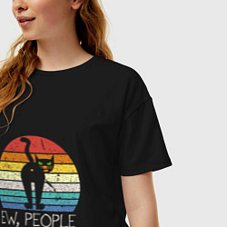 Футболка оверсайз женская Кот-интроверт, цвет: черный — фото 2