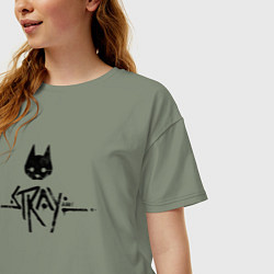 Футболка оверсайз женская Stray: Black Logo, цвет: авокадо — фото 2