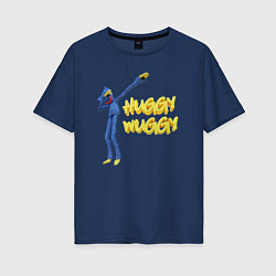 Футболка оверсайз женская Хаги ваги Huggy Wuggy Poppy Playtime, цвет: тёмно-синий