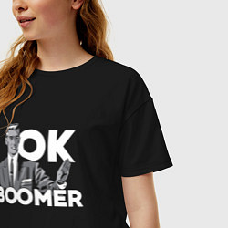 Футболка оверсайз женская Ok boomer! Meme, цвет: черный — фото 2