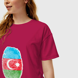 Футболка оверсайз женская Азербайджан - Отпечаток, цвет: маджента — фото 2