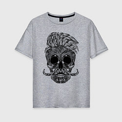 Футболка оверсайз женская Skull hipster, цвет: меланж