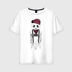 Женская футболка оверсайз Panda hipster