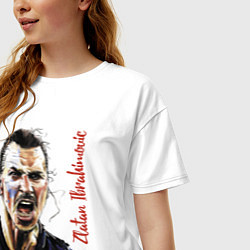 Футболка оверсайз женская Zlatan Ibrahimovich - striker, Milan цвета белый — фото 2