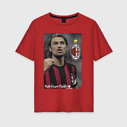 Футболка оверсайз женская Paolo Cesare Maldini - Milan, captain, цвет: красный