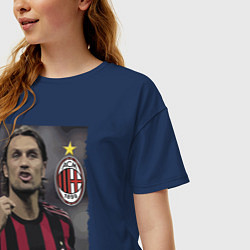 Футболка оверсайз женская Paolo Cesare Maldini - Milan, captain, цвет: тёмно-синий — фото 2