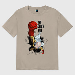 Футболка оверсайз женская Saitama One Punch, цвет: миндальный