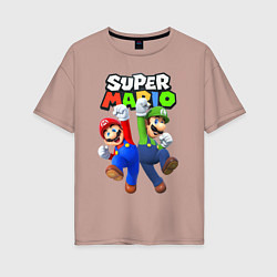 Женская футболка оверсайз Мариo и Луиджи