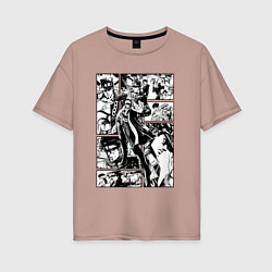 Женская футболка оверсайз ДЖотаро Куджо на панели манги