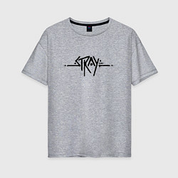 Женская футболка оверсайз Stray Logo спина
