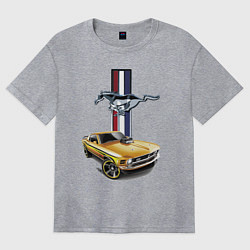 Футболка оверсайз женская Mustang motorsport, цвет: меланж