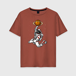 Женская футболка оверсайз Космический баскетболист