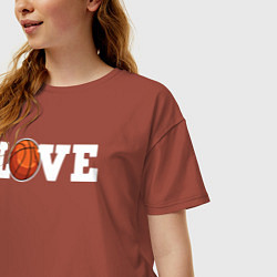 Футболка оверсайз женская Баскетбол LOVE, цвет: кирпичный — фото 2