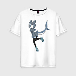 Женская футболка оверсайз Girl-Shark anime