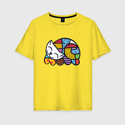 Футболка оверсайз женская Котик Ромеро Бритто, цвет: желтый