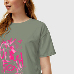 Футболка оверсайз женская GIRL FIGTH женская драка, цвет: авокадо — фото 2