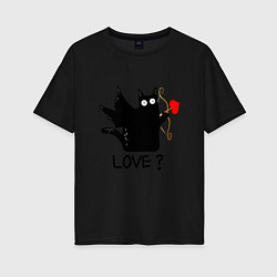 Женская футболка оверсайз LOVE CAT WHAT cat
