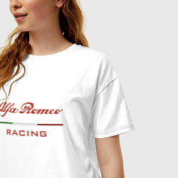 Футболка оверсайз женская Alfa Romeo racing - logo, цвет: белый — фото 2