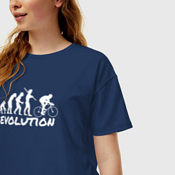 Футболка оверсайз женская Эволюция велосипедиста, цвет: тёмно-синий — фото 2