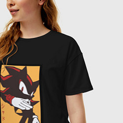 Футболка оверсайз женская Ёж Шэдоу 006, цвет: черный — фото 2