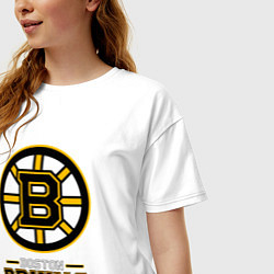 Футболка оверсайз женская Boston Bruins , Бостон Брюинз, цвет: белый — фото 2