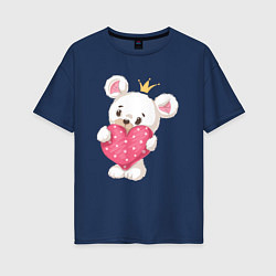 Женская футболка оверсайз Мишка с сердечком 14 февраля