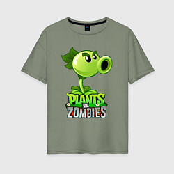Женская футболка оверсайз Plants vs Zombies Горохострел