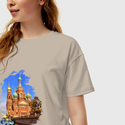 Футболка оверсайз женская Путешествие Санкт-Петербург Россия, цвет: миндальный — фото 2